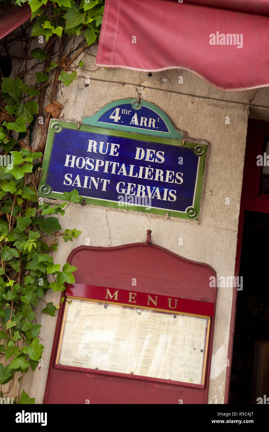 Café/Brasserie, quartier du Marais, Paris, France Banque D'Images