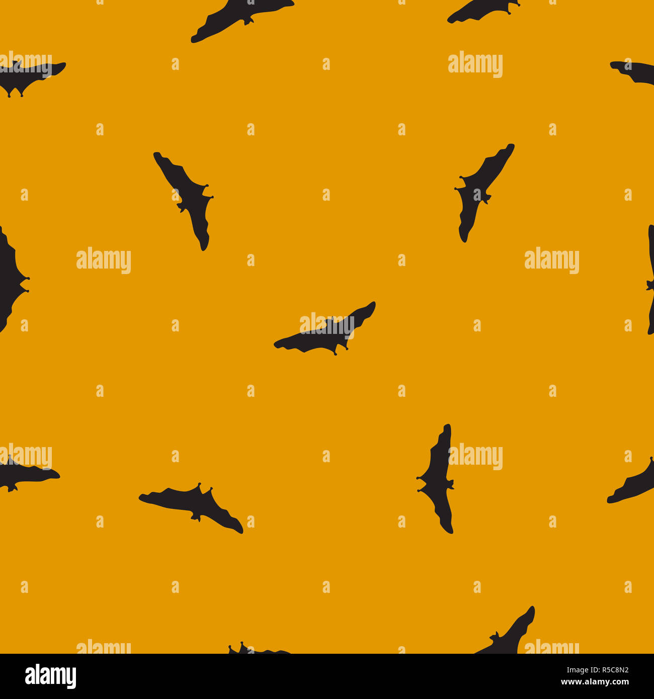 Les animaux sauvages sans les chauves-souris modèle silhouette noire sur fond jaune. Texture simple tiré de l'halloween avec le vol, vampire spooky amusant imprimer Banque D'Images