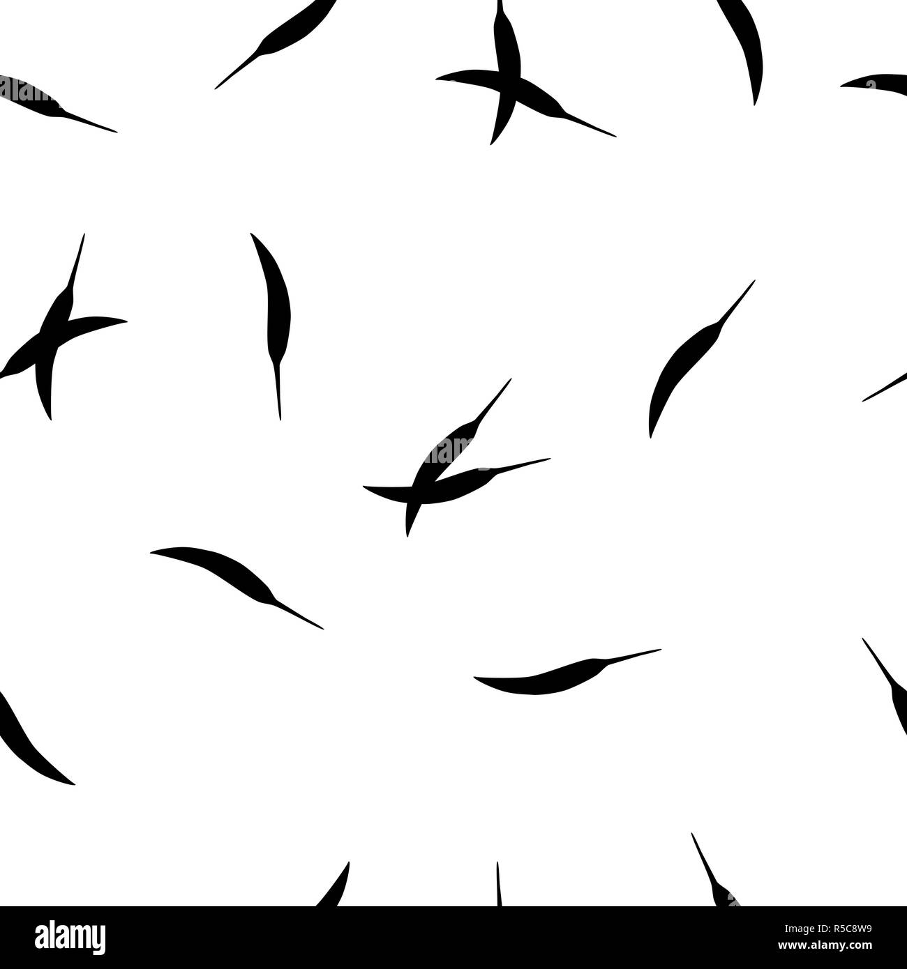 Résumé sans mode d'alimentation avec des silhouettes noires hot chili peppers isolé sur fond blanc. Bio légumes texture simple, décor de cuisine Banque D'Images