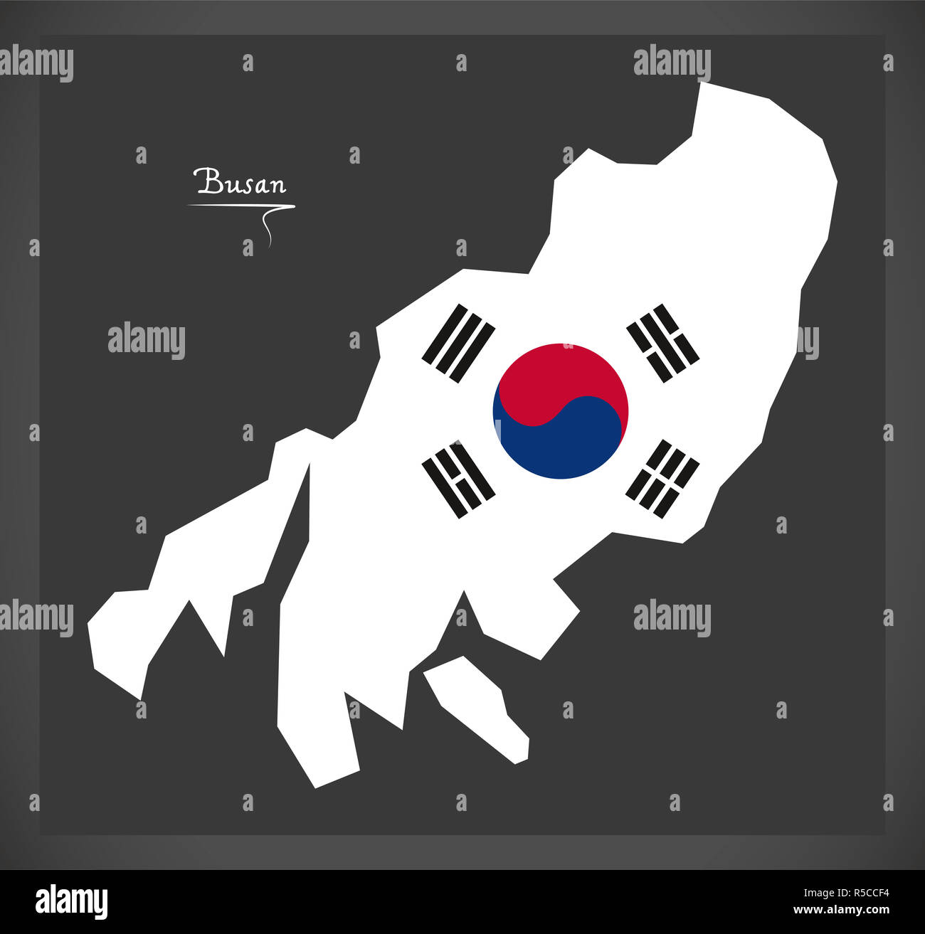 Carte de la Corée du Sud Busan avec drapeau national illustration Banque D'Images