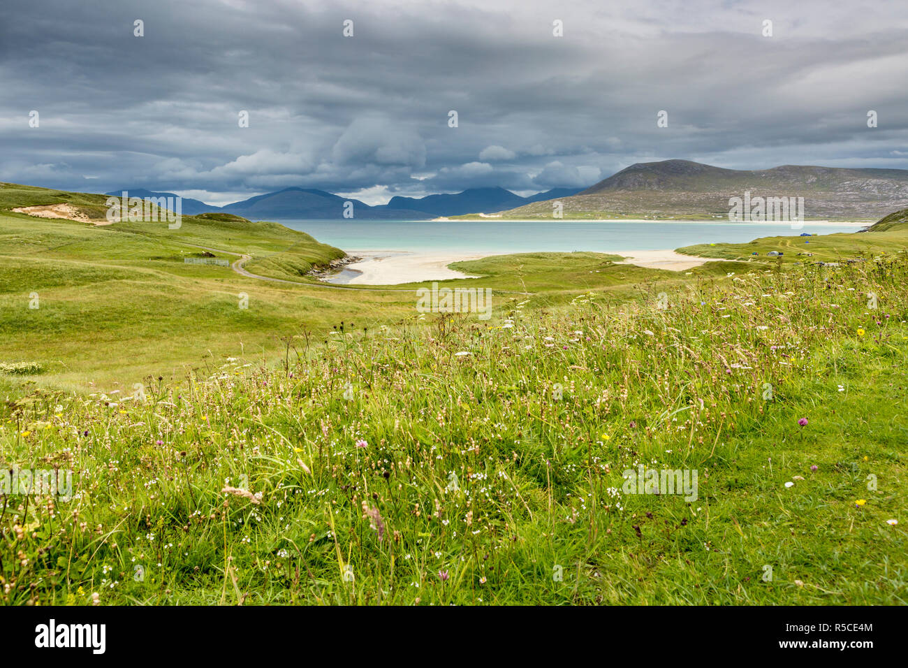 Seilebost Beach à l'égard Luskentyre, Isle of Harris, îles Hébrides, Ecosse, Royaume-Uni Banque D'Images