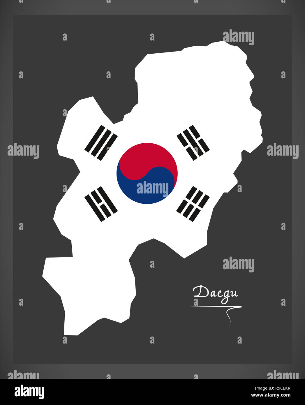 Carte de la Corée du Sud, Daegu avec drapeau national illustration Banque D'Images