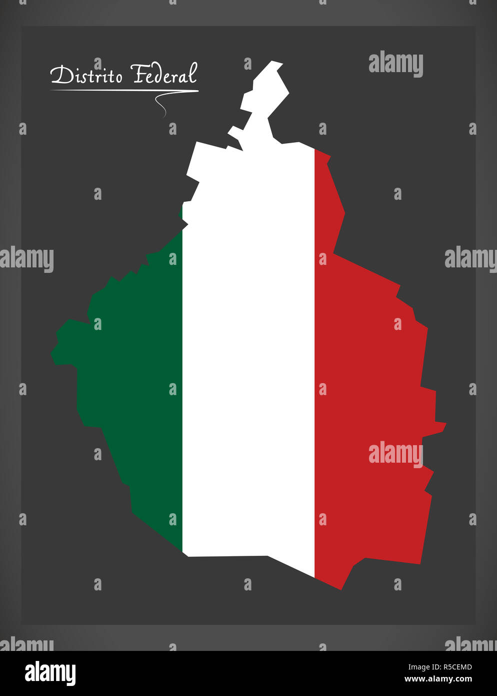 District fédéral plan avec drapeau national mexicain illustration Banque D'Images