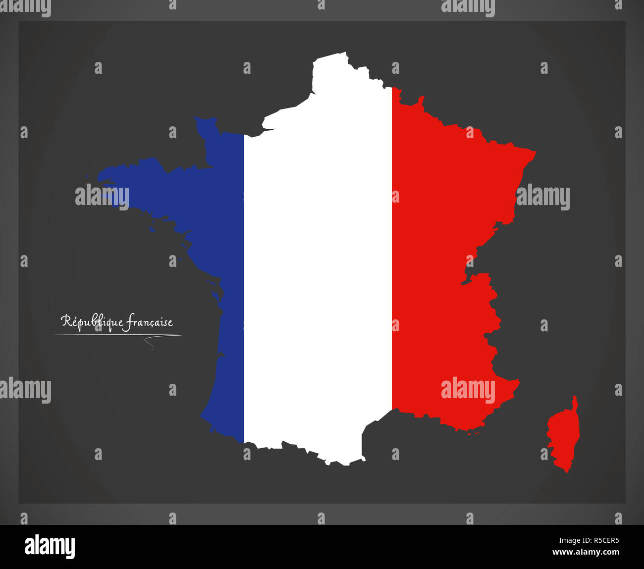 Carte de France avec le drapeau national français illustration Banque D'Images