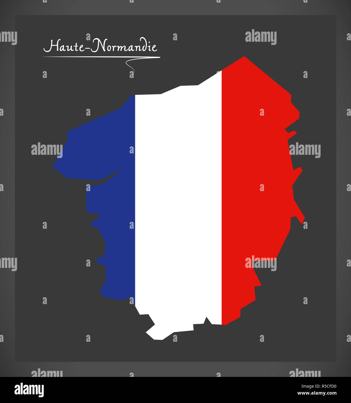 Carte de Haute-Normandie avec l'illustration du drapeau national français Banque D'Images