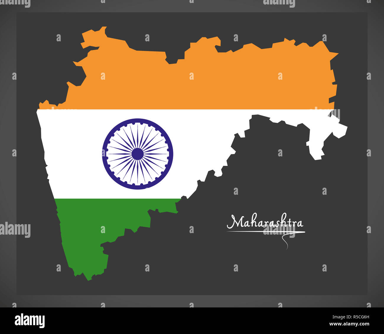 Carte de Maharashtra avec drapeau national indien illustration Banque D'Images