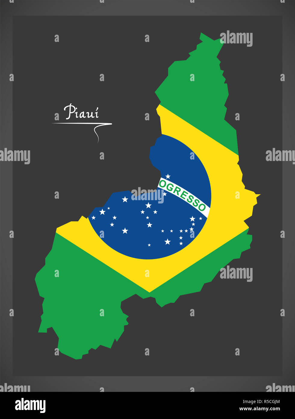 Piaui carte avec drapeau national brésilien illustration Banque D'Images