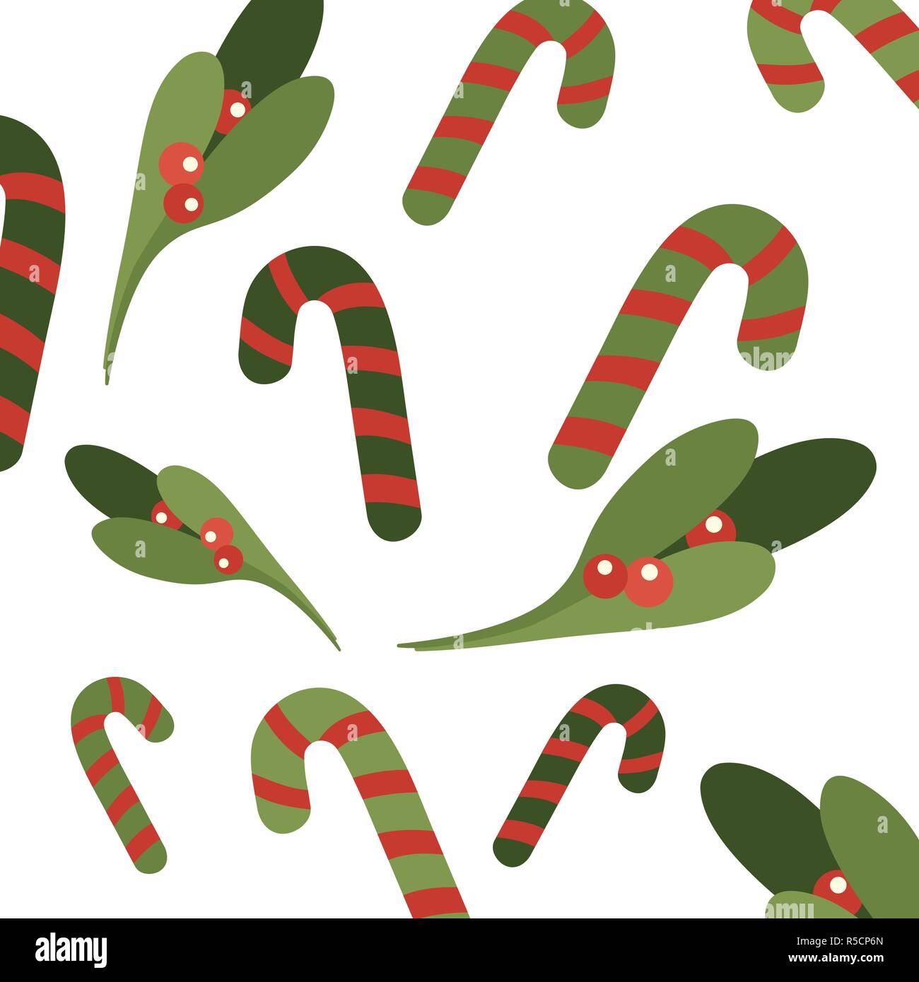 Le gui de Noël motif vert sur fond blanc. Texture vecteur pour votre conception. Illustration de Vecteur