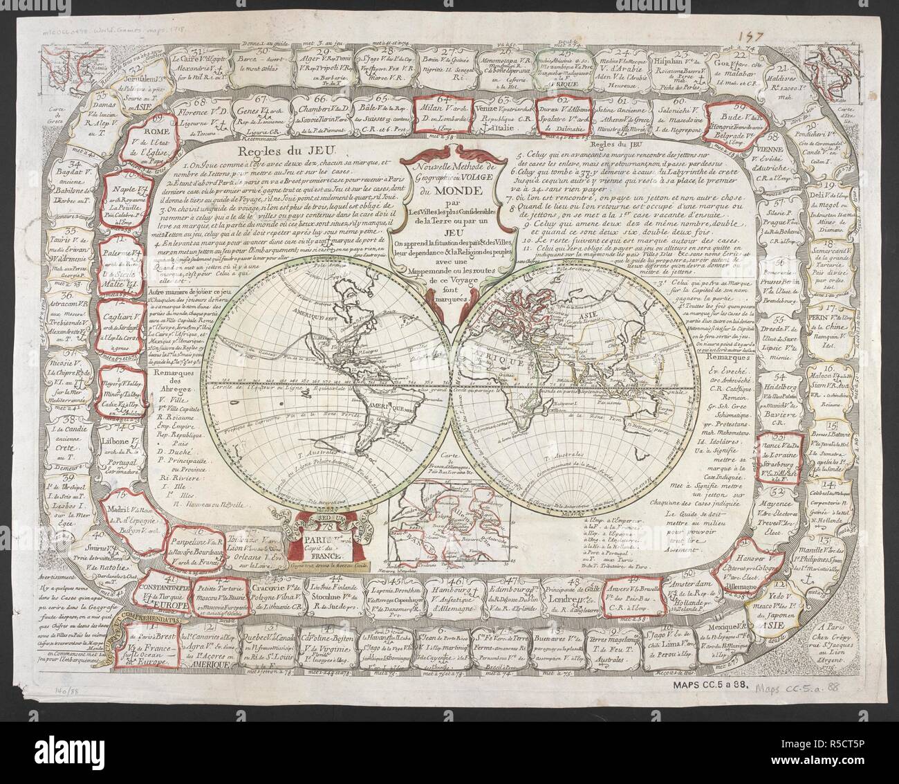 Une Carte Du Monde En Deux Hémisphères Nouvelle Methode
