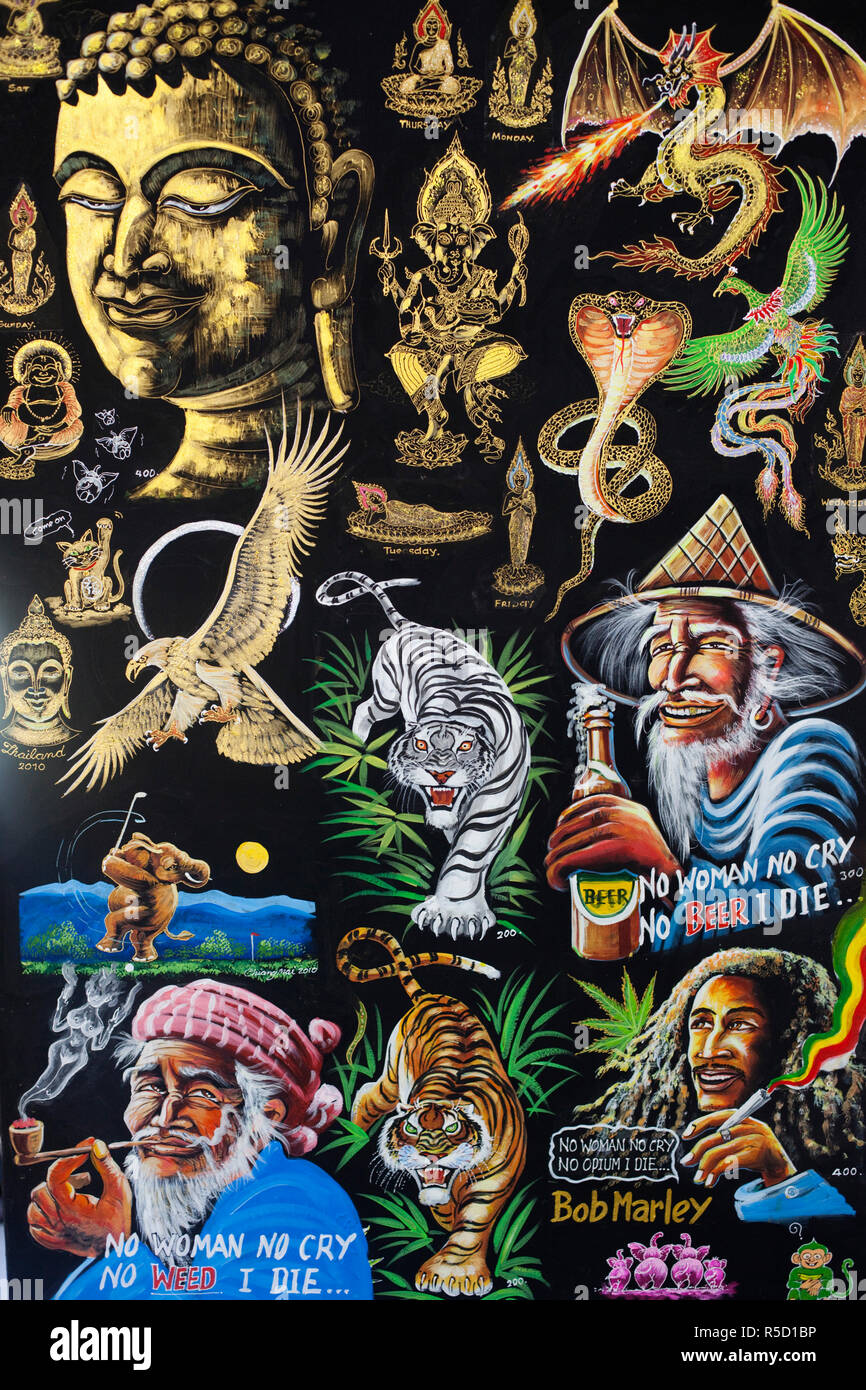 La Thaïlande, Chiang Mai, Borsang Village parapluie Parapluie, exemple d'affichage de l'oeuvre Banque D'Images La Thaïlande, Chiang Mai, Borsang Village parapluie Parapluie, exemple d'affichage de l'oeuvre Banque D'Images