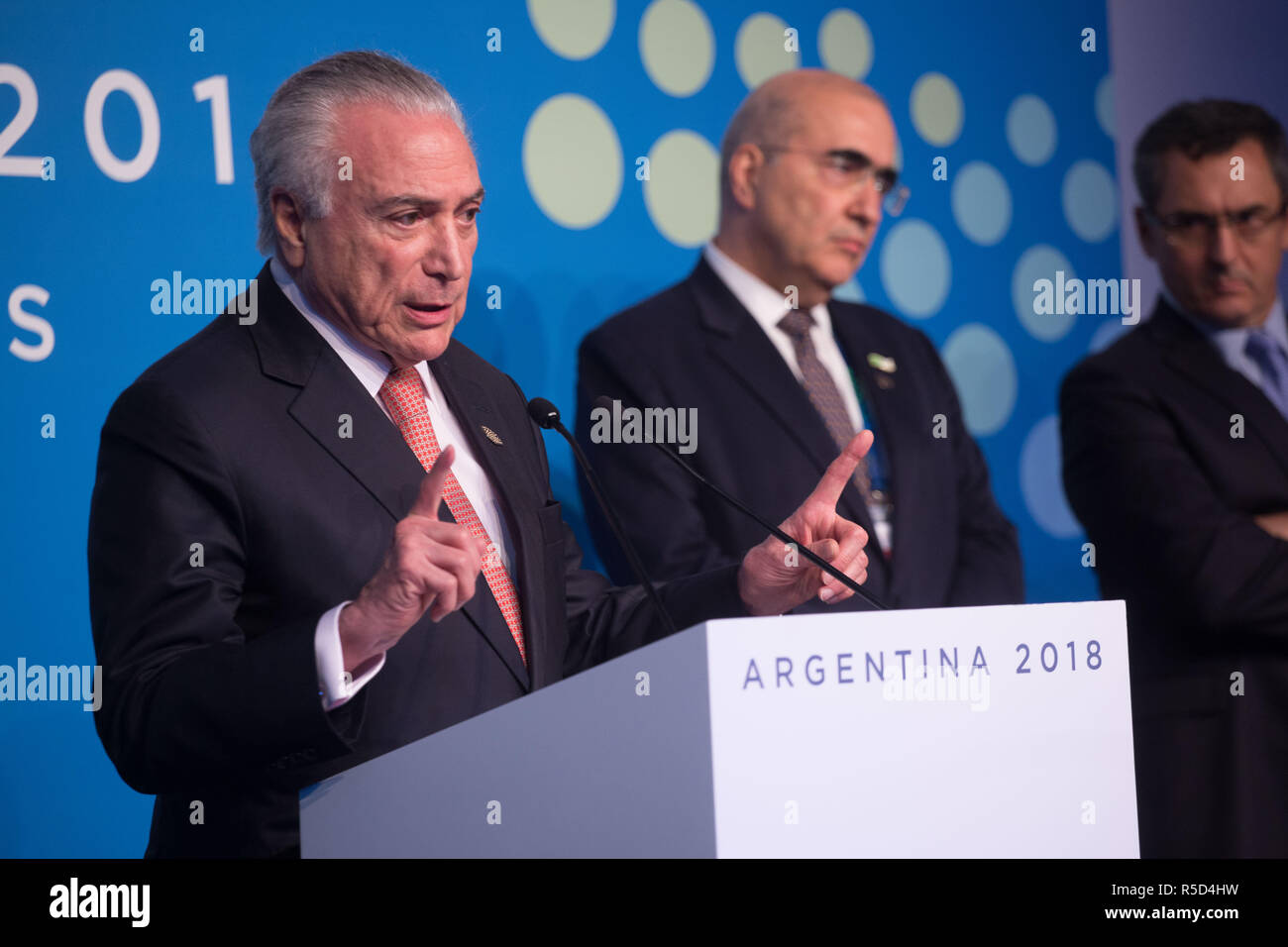 Buenos Aires, Argentine. 30Th Nov 2018. Président du Brésil Michel Temer sur conférence de presse le G20 en Argentine Crédit : Ariel García Giménez/Alamy Live News Banque D'Images