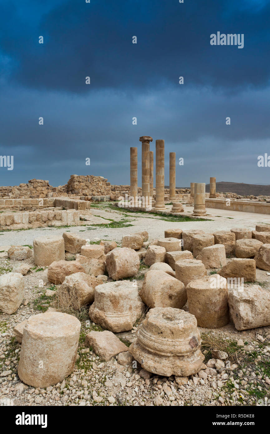 La Jordanie, la Mer Morte, Mukawir-Machaerus, ruines du château d'Hérode le Grand et de l'emplacement où Salomé danse pour la tête de Jean le Baptiste Banque D'Images