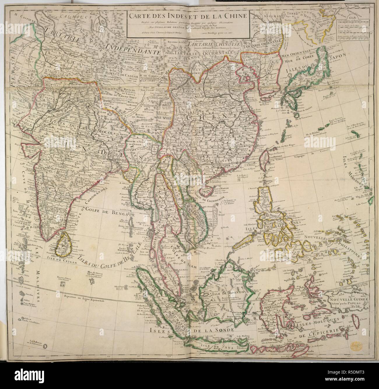 Une carte de l'Inde et la Chine. Carte des Indes et de la Chine. Paris, 1705. Source : Maps K.Haut.115.4. Langue : Français. Auteur : L'Isle, Guillaume de. Banque D'Images