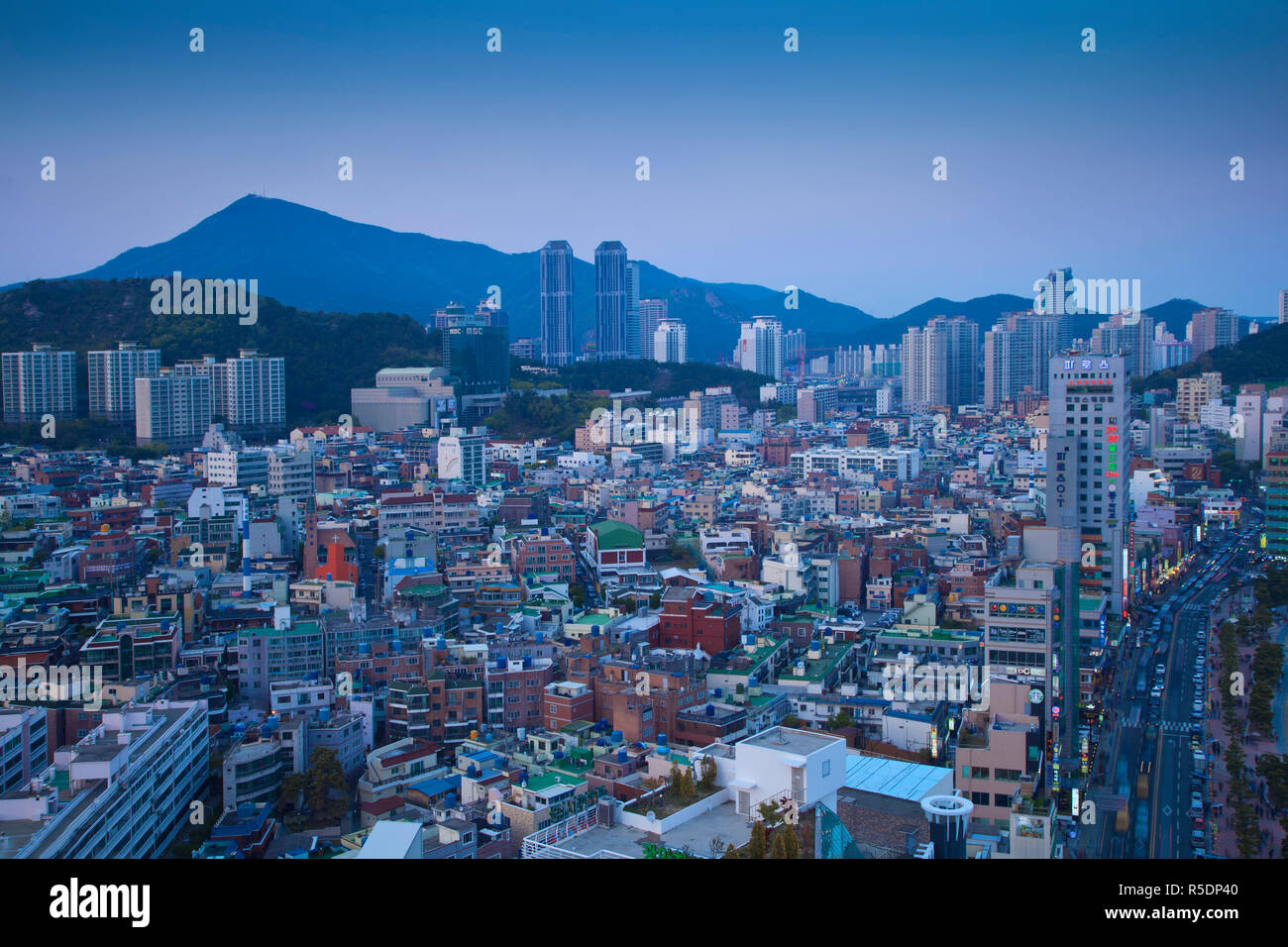 Gyeongsangnam-do, Corée, Busan, Gwangan - plage Gwangalli, vue de Gwangan beach Banque D'Images