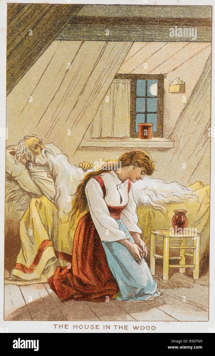 La maison dans le bois. Des contes de Grimm et d'histoires pour les jeunes ménages / traduit de l'Allemand [par] Mme H B Paull et M. L A Wheatley. Frederick Warne (sans date). Source : X15/4405 DSC frontispice. Auteur : Grimm, Jacob Ludwig Carl. Banque D'Images