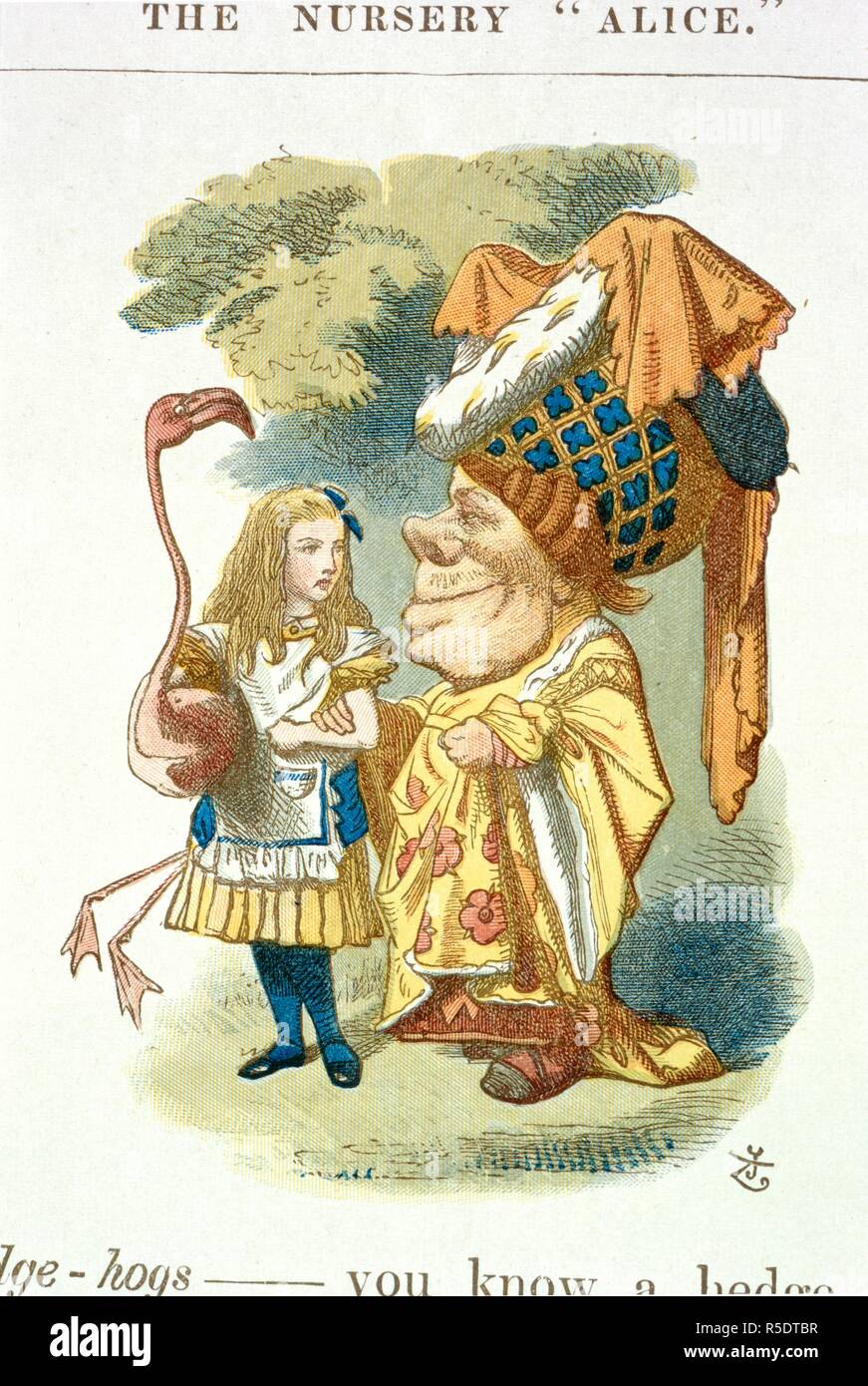 Alice avec son jeu de croquet. La Pépinière:Alice, : contenant vingt en couleur. Macmillan & Co. : Londres, 1890. Source : Cup.410.g.74, 46. Langue : Anglais. Auteur : TENNIEL, John. Carroll, Lewis pseud. [I. e. Charles Lutwidge Dodgson]. Banque D'Images