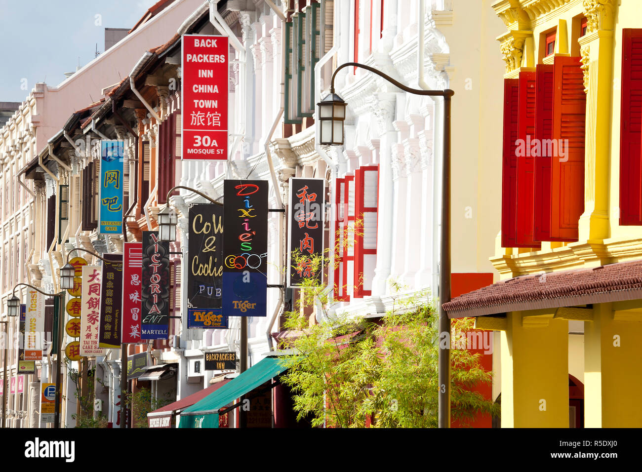 Maisons typiques dans Chinatown, Singapour Banque D'Images