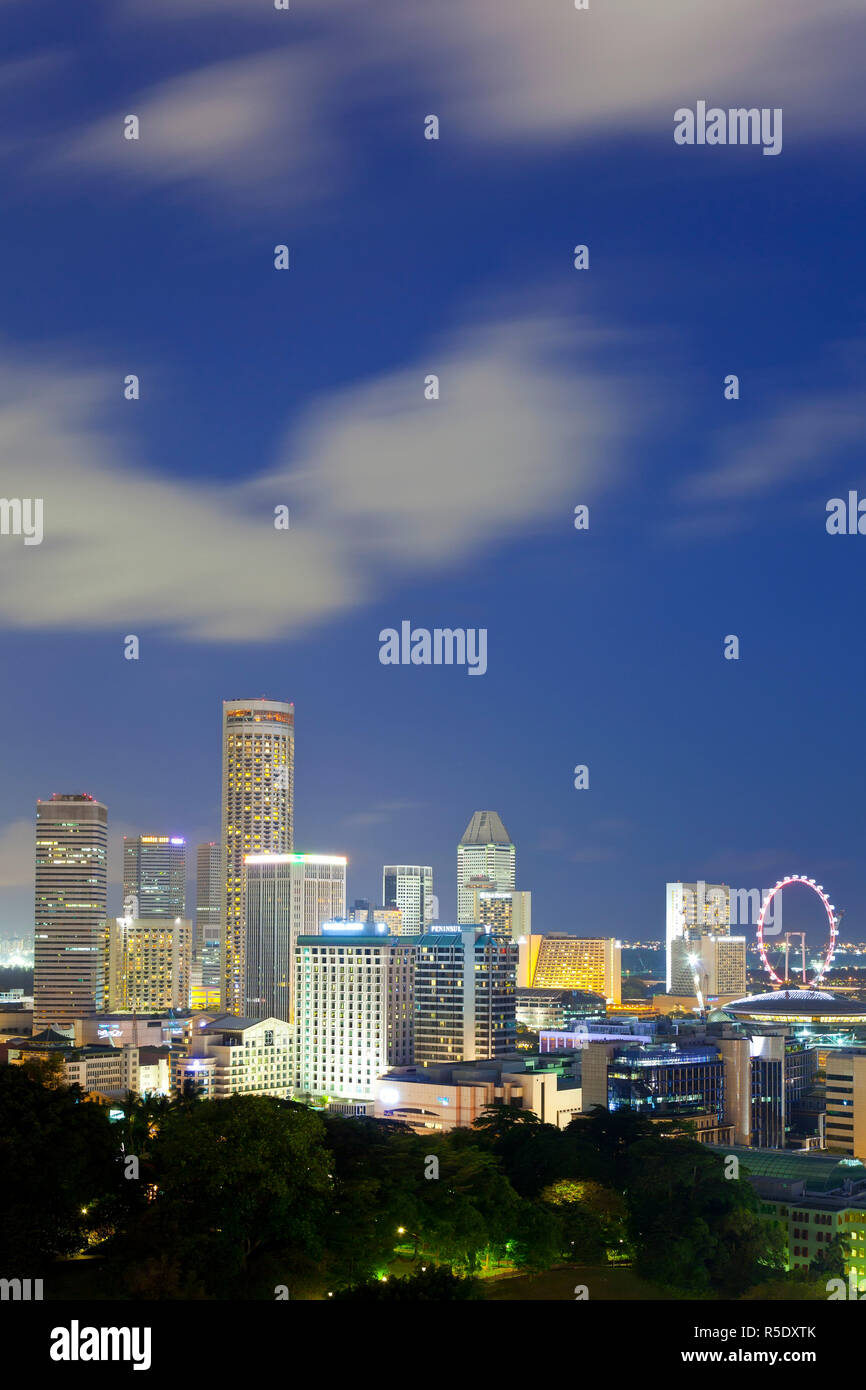 Singapour, augmentation de la vue sur le centre-ville et Marina Bay Banque D'Images