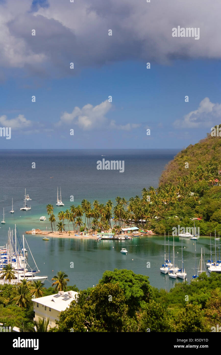 Caraïbes, St Lucia, Marigot Bay et le port Banque D'Images