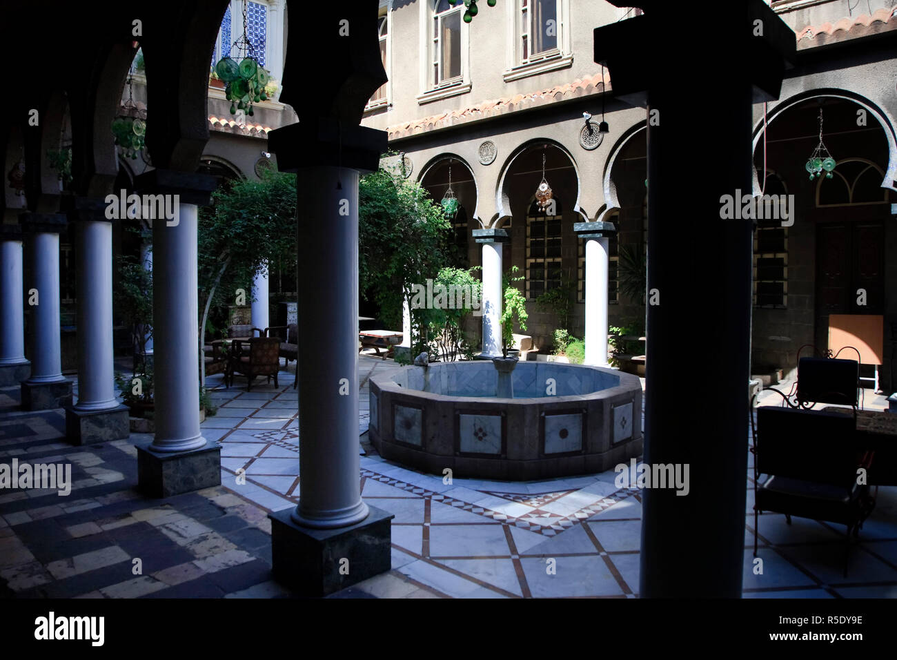 Syrie, Damas, Vieille Ville, Quartier Bab Touma, Palais Nassan (traditionnel) Maison Damascène Historique Banque D'Images