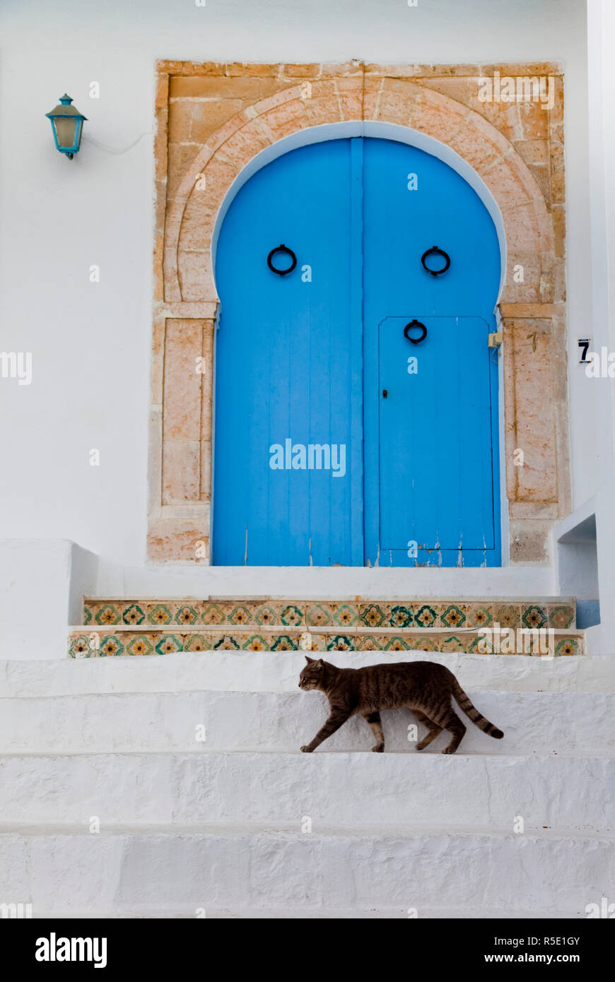 La Tunisie, Sidi Bou Saïd, détail de construction Banque D'Images