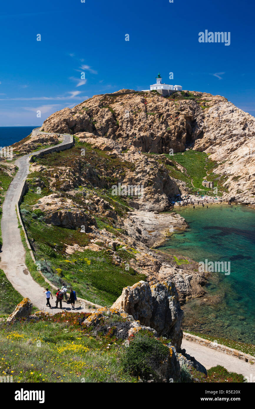 France, Corse, Haute-Corse Ministère, La Balagne, Ile Rousse, Ile de la Pietra, l'île phare avec les gens, C Banque D'Images