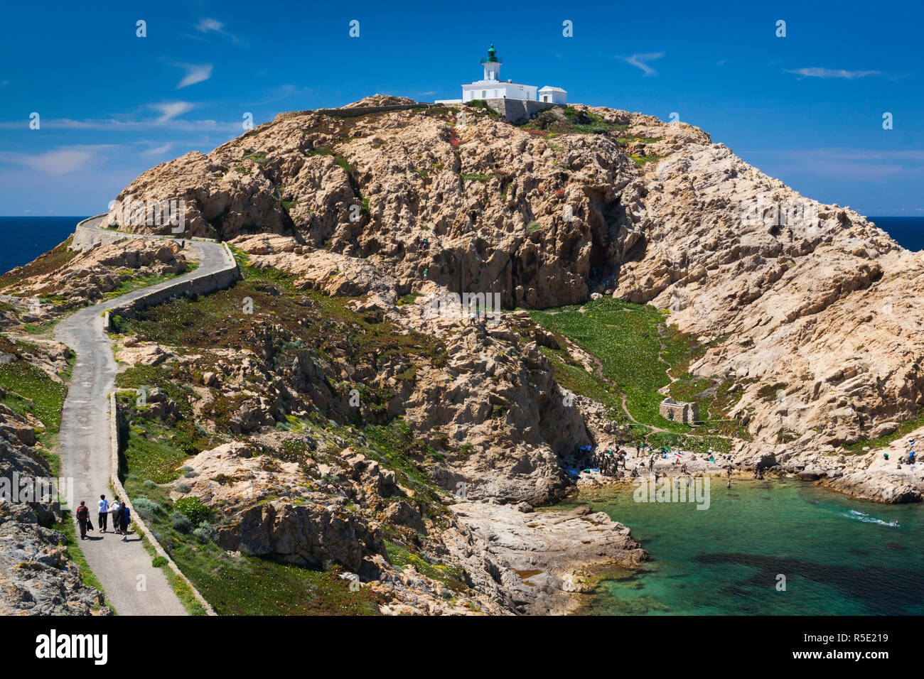 France, Corse, Haute-Corse Ministère, La Balagne, Ile Rousse, Ile de la Pietra, l'île phare avec les gens, C Banque D'Images