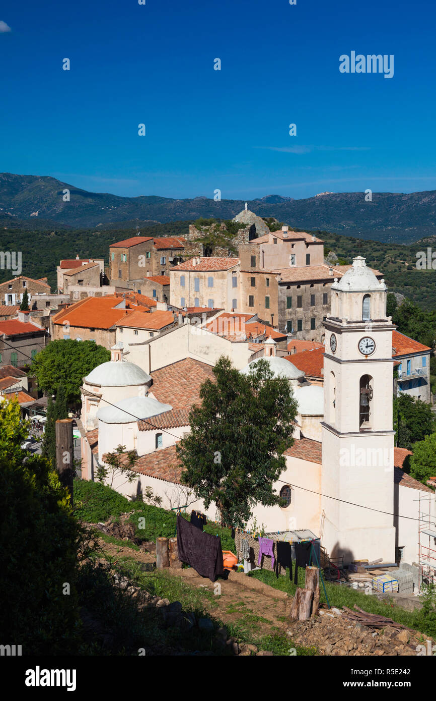 France, Corse, Haute-Corse Ministère, La Balagne, Belgodere, augmentation de la vue sur la ville Banque D'Images