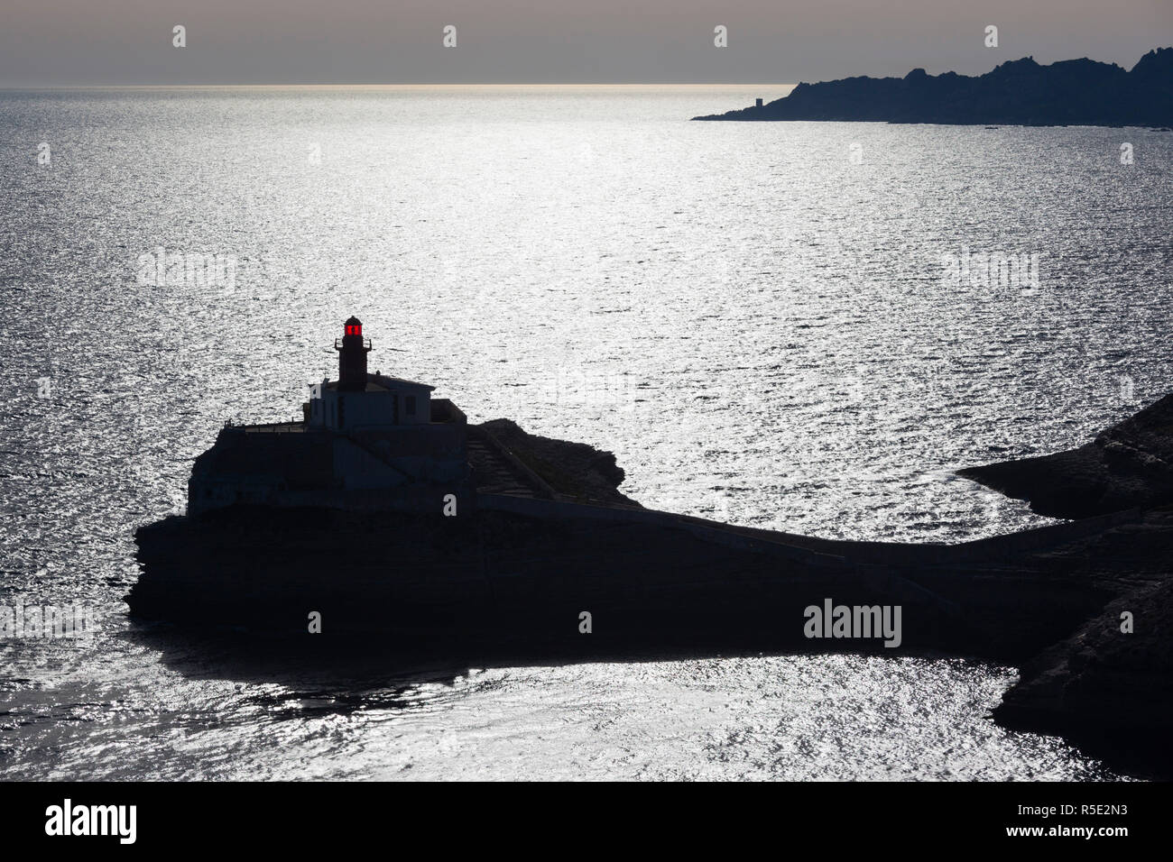 France, Corse, Corse-du-Sud et la région Corse, Côte Sud, Bonifacio, phare de madonetta Banque D'Images