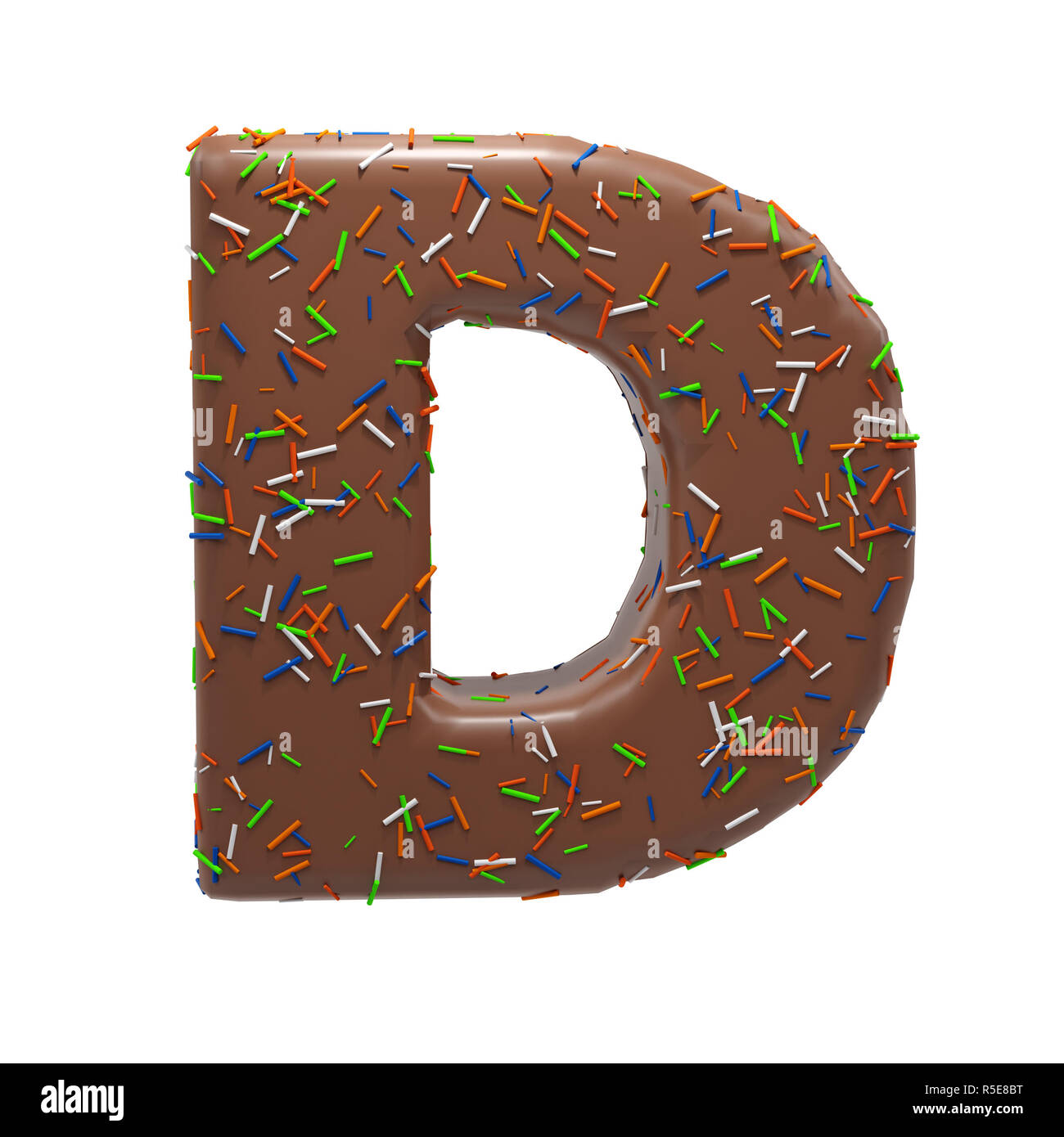 Gateau Au Chocolat Donut Font Avec Des Paillettes Delicieux Lettre D Illustration 3d Render Photo Stock Alamy