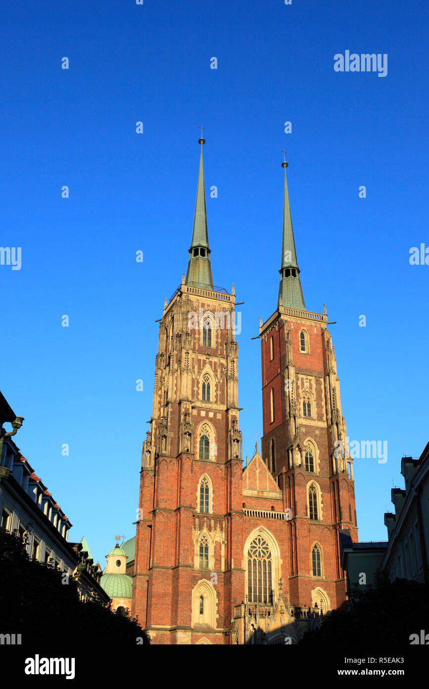 Cathédrale de Saint Jean Baptiste, Ostrow Tumski, Wroclaw, la Basse Silésie, Pologne Banque D'Images