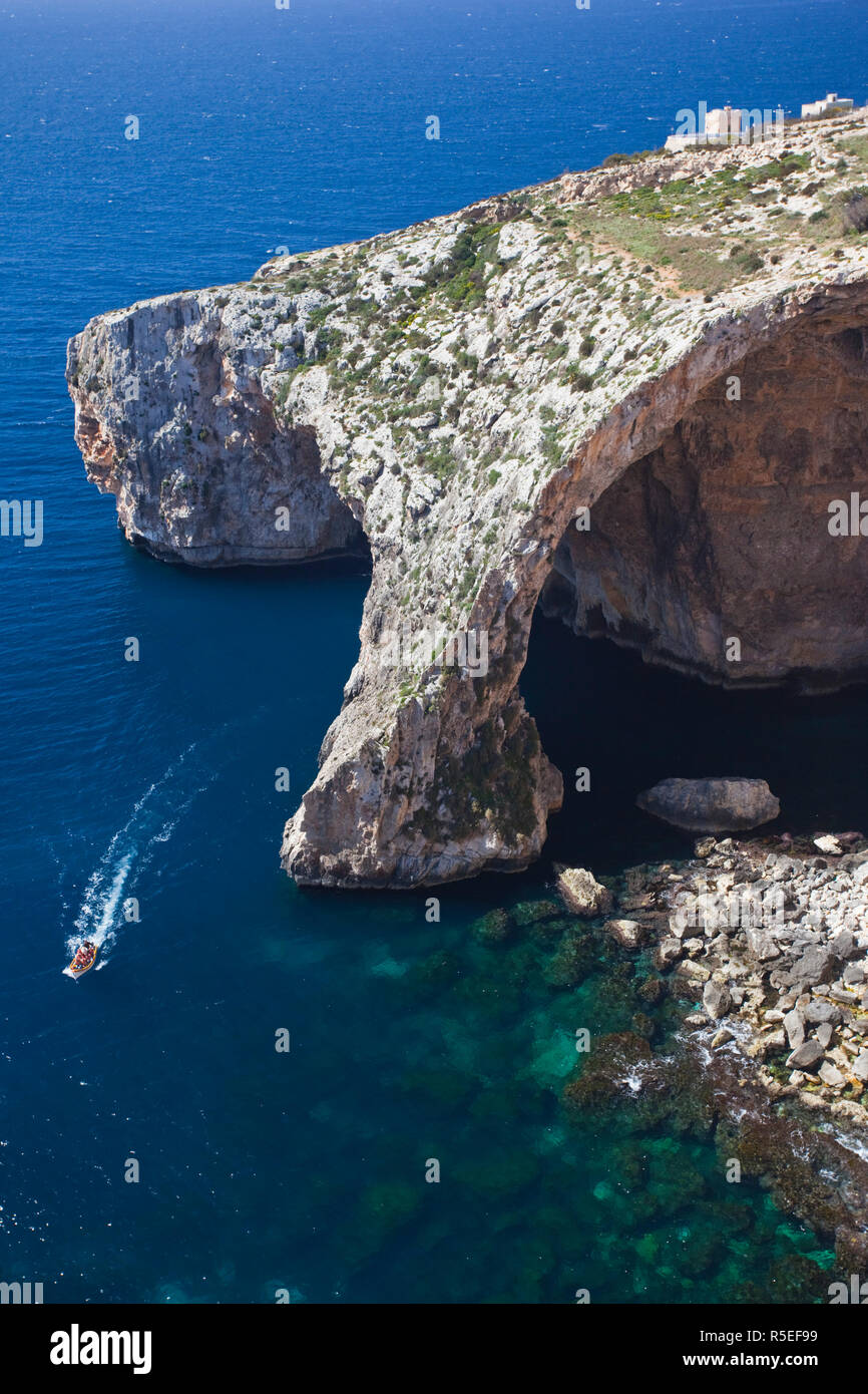 Malte, au sud-est, Wied iz-Zurrieq, Grotte Bleue rock formation Banque D'Images