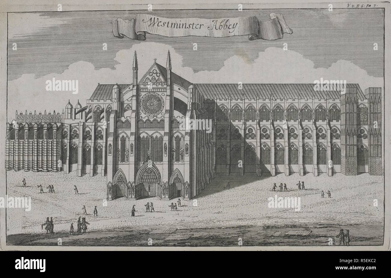 L'Abbaye de Westminster. [Un Atlas de Londres, contenant un plan général et trente-six cartes des quartiers, des paroisses et des libertés civiles, avec vingt-cinq points de vue des principales institutions et des bâtiments. Basé sur un sondage antérieur par William Leybourn et Richard Blome]. Londres : A. Churchill, J. Knapton, etc., 1720. Source : 1791.d.5, vol.2.2 opp.plaque 7. Banque D'Images