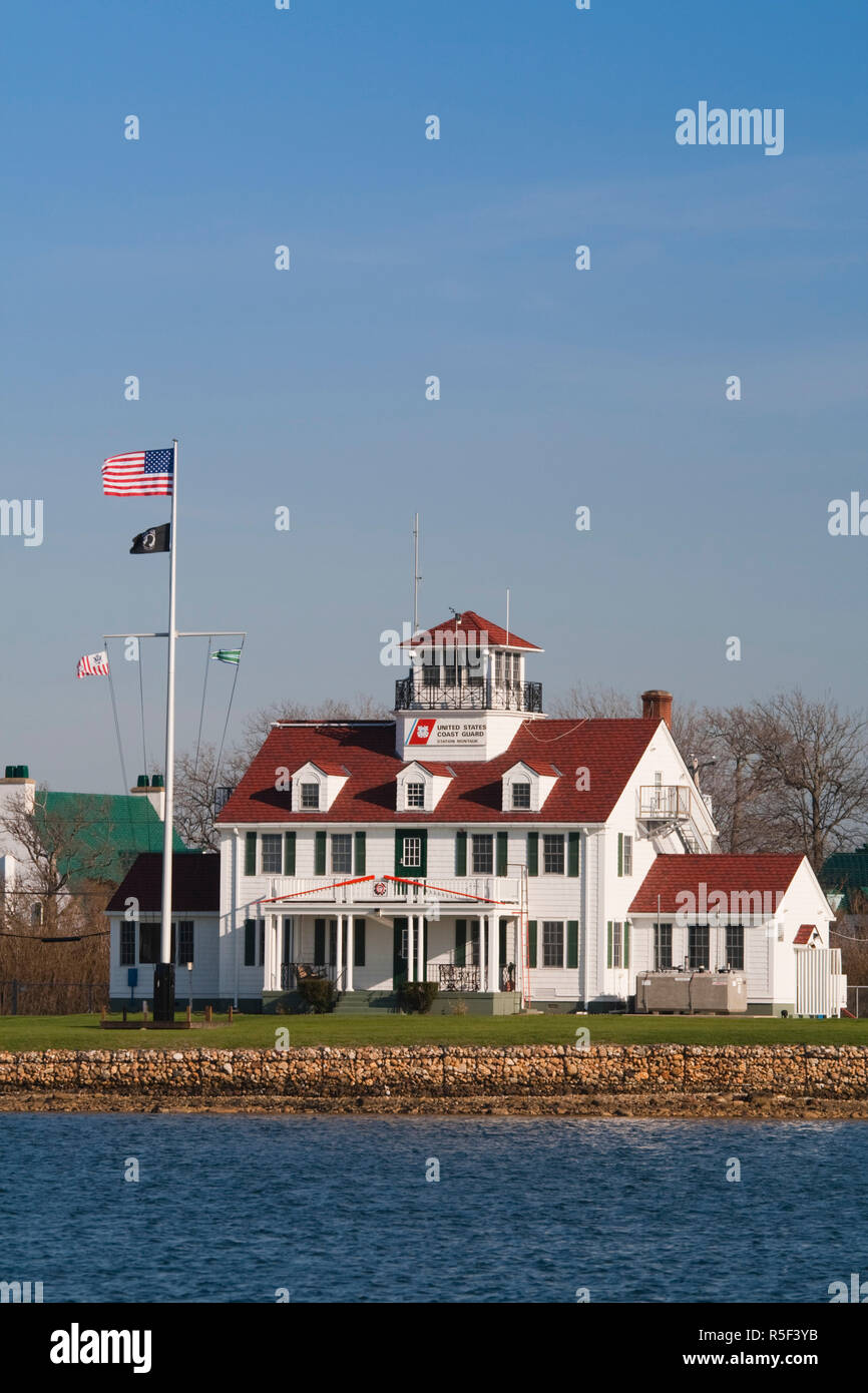 USA, New York, Long Island, Montauk, US Coast Guard Station Banque D'Images