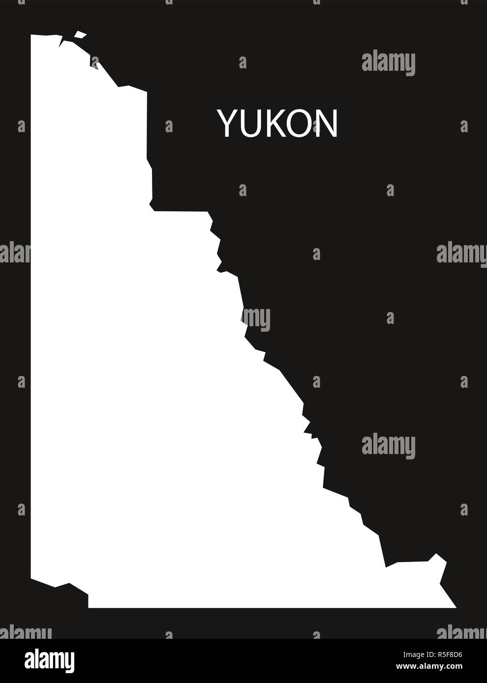 Canada carte du Yukon illustration silhouette noire forme inversée Banque D'Images