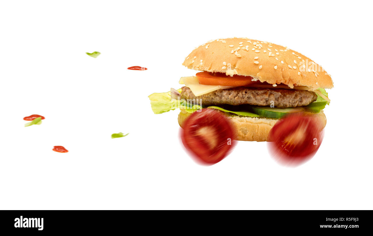 Fast food burger est livré rapidement Banque D'Images