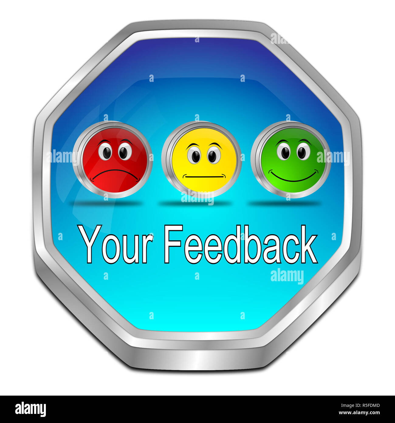 Bleu brillant votre bouton Commentaires - 3D illustration Banque D'Images