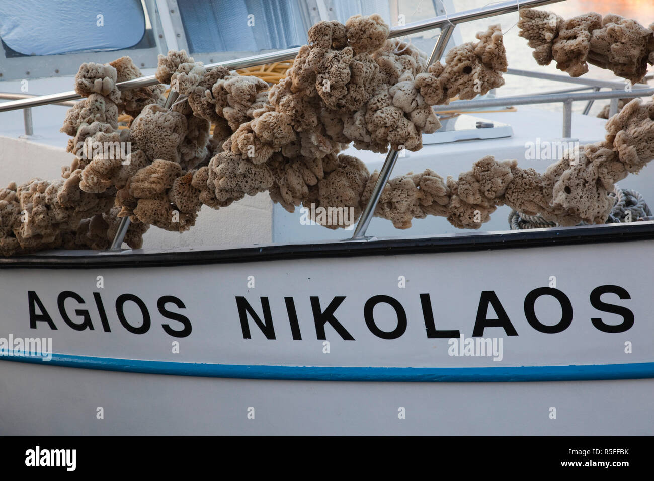 USA, Floride, Tarpon Springs, ville de pêcheurs d'éponge grecs, éponges naturelles sur la mousse bateau de plongée Banque D'Images