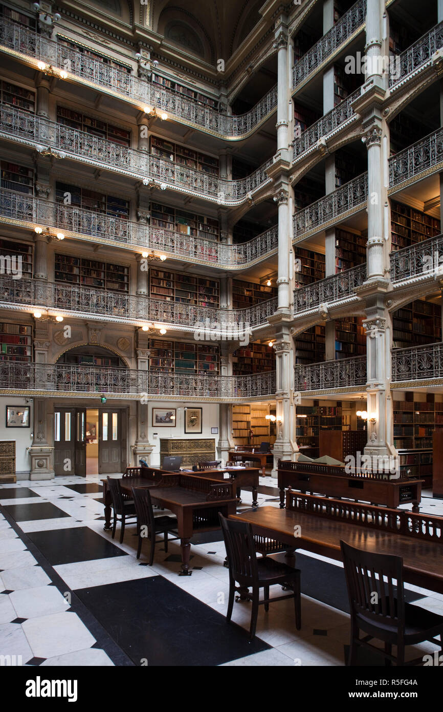 USA, Maryland, Baltimore, bibliothèque au Peabody Institute de la Johns Hopkins University Banque D'Images