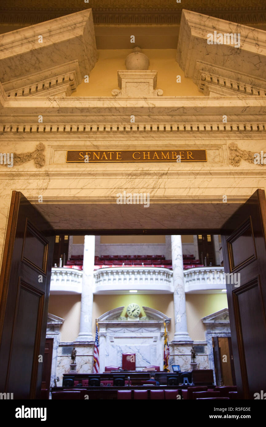 USA, Maryland, Annapolis, Maryland State Capitol building, chambre législative du Sénat Banque D'Images