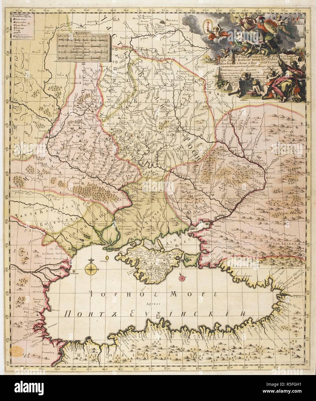 Une carte datée de 1745 - avant les partitions de la Pologne. Cette carte montre les frontières occidentales de l 'Velikaia Rossiia' (la grande Russie). La carte montre les frontières avec la République des Deux Nations et l'empire Ottoman. Nouvelle Carte de la petite Tartarie et la Mer Noire, montrant les FrontieÌ€res de l'ImpeÌratrice de Russie et l'Empereur des Turcs tant en Europe qu'en Asie, dessigneÌe (selon la proposition de G. DE L'Isle et d'autres auteurs. Amsterdam : R. et J. Ottens, [1745 ?]. Source : Maps.K.Haut.120.34. Langue : Français et Russe. Auteur : L'Isle, Guillaume de. Banque D'Images