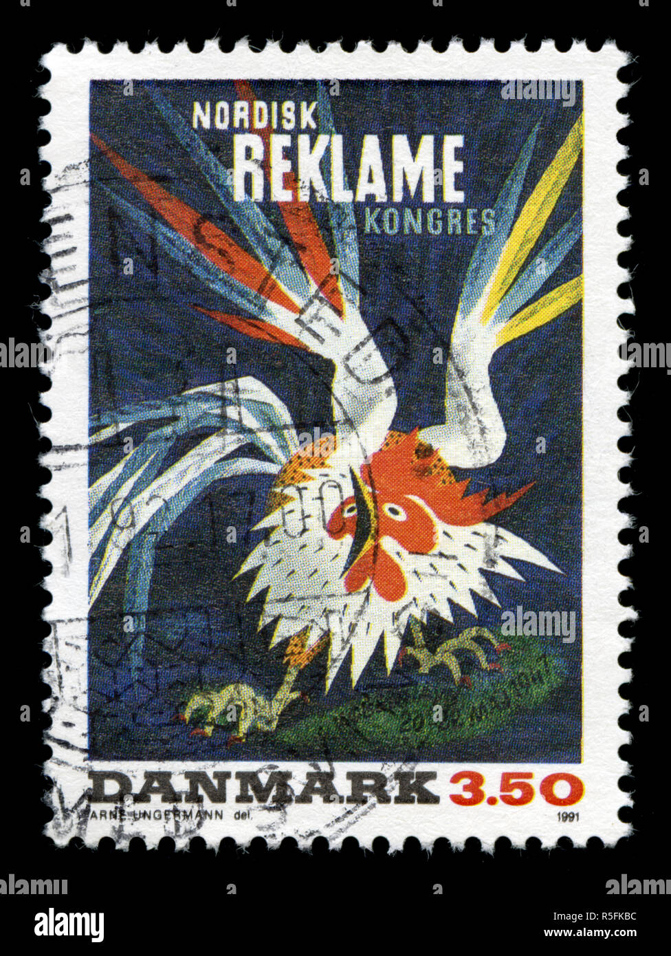 Timbre-poste du Danemark dans la série d'affiches publiées en 1991 Banque D'Images