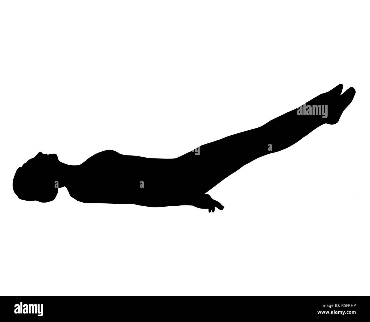 Silhouette d'une femme faisant du yoga Banque D'Images