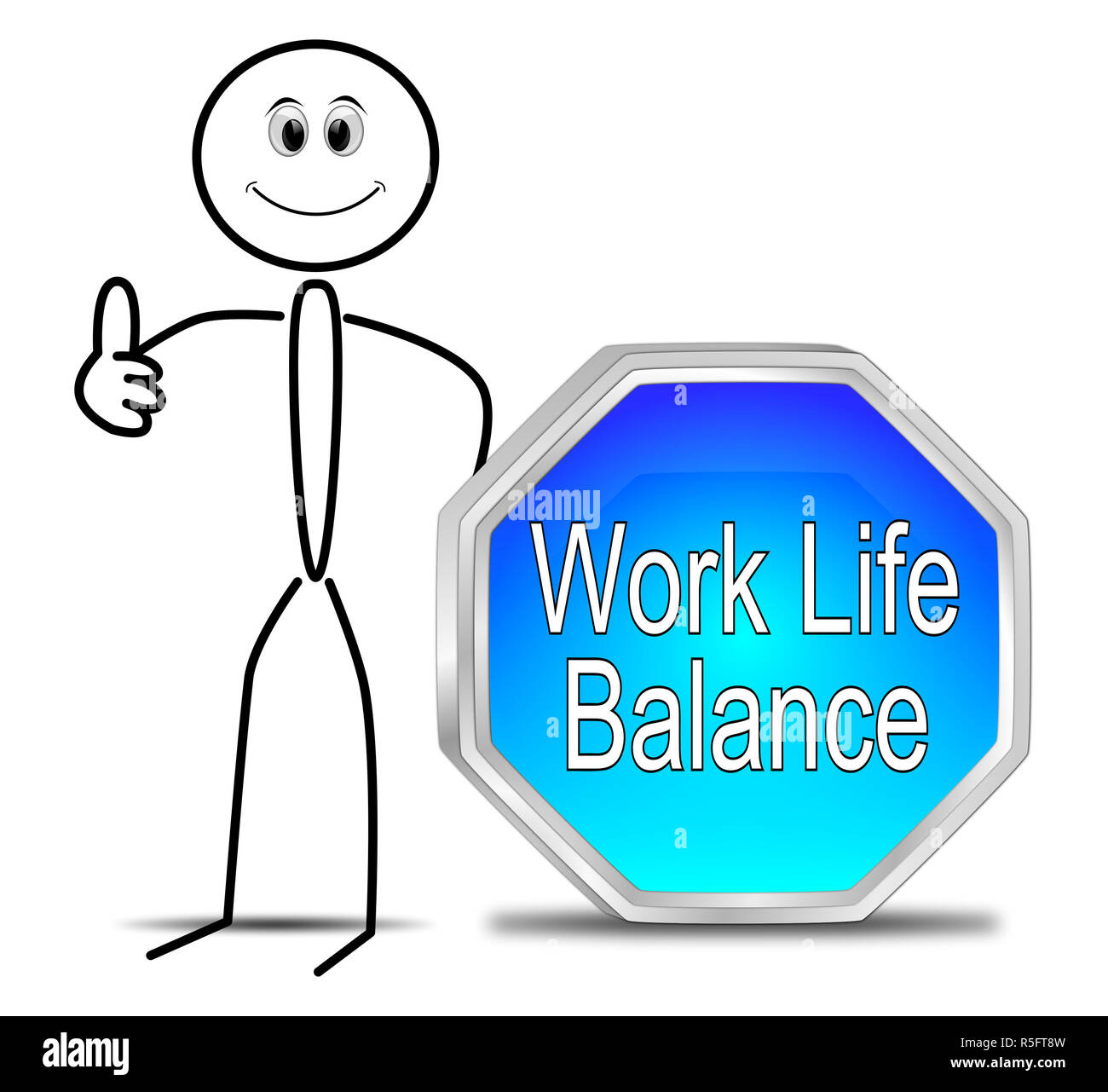 Stickman avec blue Work Life Balance - bouton 3D illustration Banque D'Images
