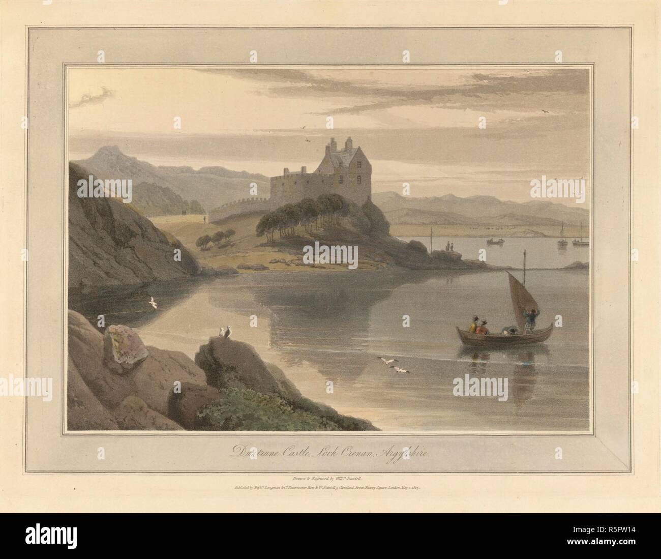 Dunstone Château sur Loch Crenan. L'Argyllshire le littoral et les paysages de Grande Bretagne. Dessiné et gravé par William Daniell. A Voyage round Grande-bretagne entrepris à l'été de l'année 1813. Avec une série de vues d'illustration de la nature et les principales caractéristiques de la côte, dessiné et gravé par William Daniell. Longman : Londres, 1814-25. Source : G.7044. Langue : Anglais. Auteur : DANIELL, WILLIAM. AYTON, RICHARD. Banque D'Images