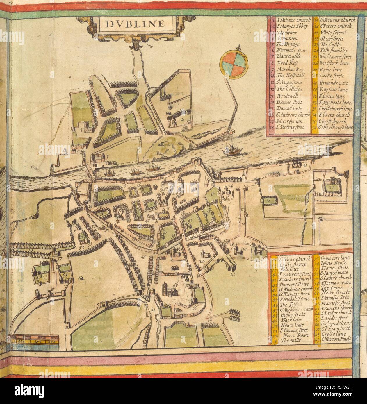 Dublin. Civitates orbis terrarum.. [Cologne] : [P. von Brachel ?], [ca. 1600-1623 ?]. Plan de la ville de Dublin. Image prise de Civitates orbis terrarum... Publié à l'origine/produit à [Cologne] : [P. von Brachel ?], [ca. 1600-1623 ?]. . Source : Maps.C.29.e.1.(3). Auteur : BRAUN, Georg. Banque D'Images