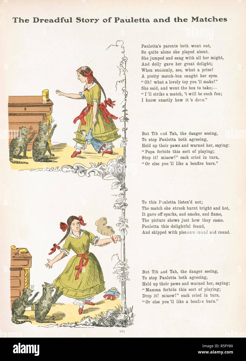 Pauletta et les matches. Struwwelpeter, ou des histoires joyeuses et images amusantes. Blackie & Son : Londres, 1903. L'horrible histoire de Pauletta et les matches". Image prise de Struwwelpeter, ou des histoires joyeuses et images amusantes. [Traduit de l'Allemand de Heinrich Hoffmann.]. Publié à l'origine/produit dans Blackie & Son : Londres, 1903. . Source : 12812.b.19, 6. Langue : Anglais. Banque D'Images