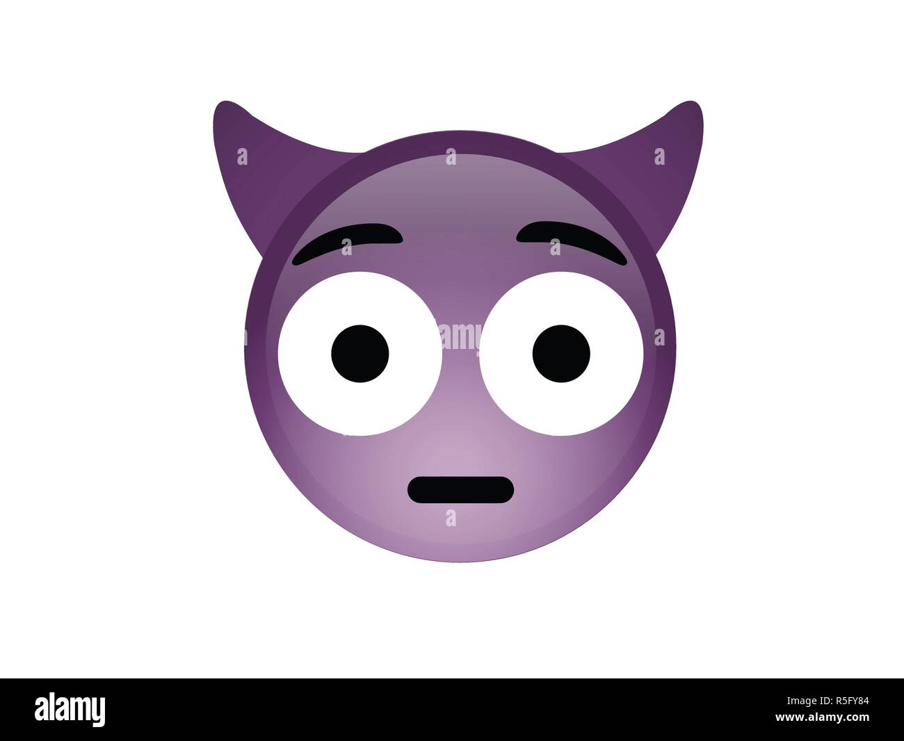 Le diable démon violet isolé face à l'embarras avec cornes icône Illustration de Vecteur