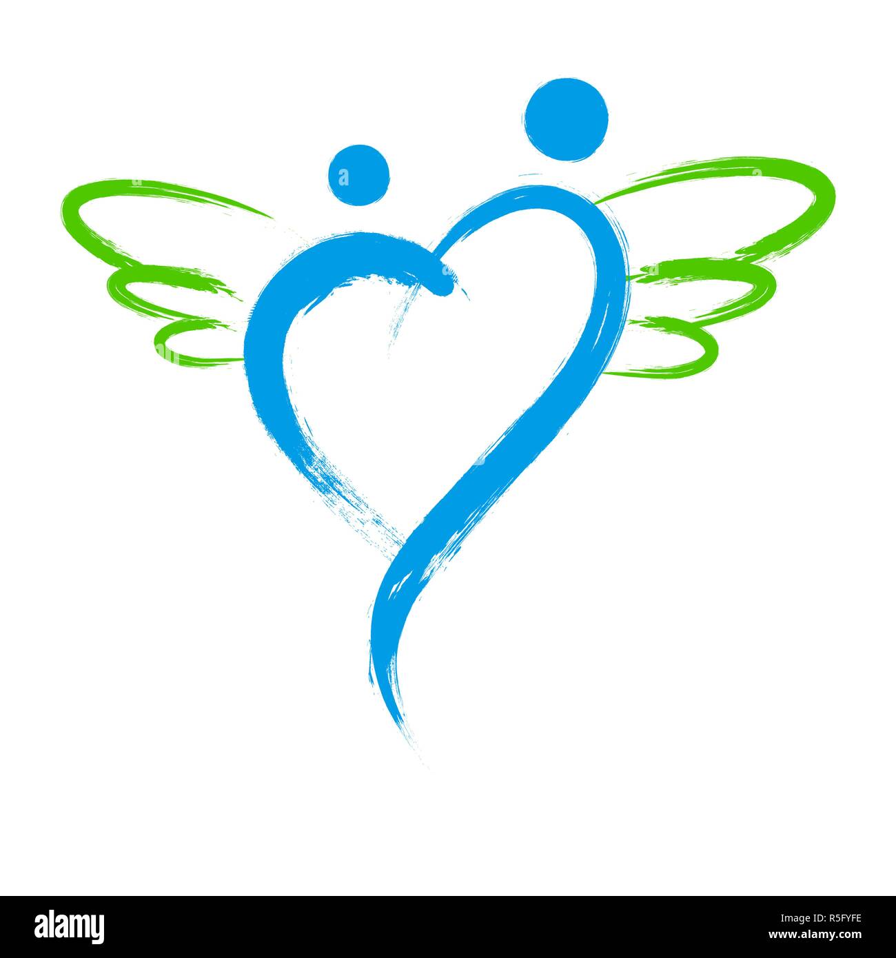 Angel vecteur symbole avec forme de coeur isolé sur fond blanc Illustration de Vecteur