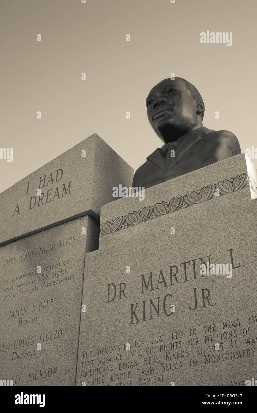 USA, Alabama, Selma, Brown Chapelle AME, lutte pour les droits civiques, buste de pasteur Martin Luther King, Jr. Banque D'Images